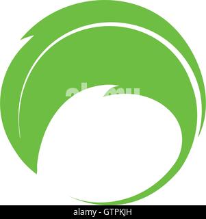 Isolated abstract green color vector logotype. Round shape logo. Minimalistic leaf icon. Natural element. Stock Vector