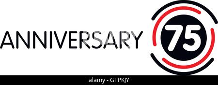 Anniversary vector unusual label. Seventy-fifth anniversary symbol. 75 years birthday abstract logo. The arc in a circle. 75th j Stock Vector