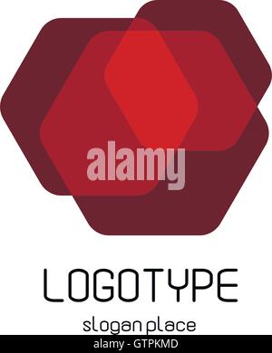 Isolated abstract hexagons overlays vector logo. Polygonal translucent geometric shape figure logotype on the white background, Stock Vector