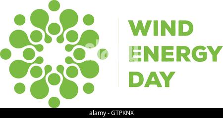 Abstract vector round logo. Wind energy unusual sign. Green logotype. Stock Vector