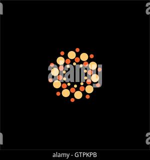 Isolated abstract yellow and orange flower vector logo. Round molecular logotype Stock Vector
