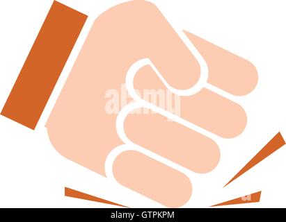 Isolated abstract pounding fist vector logo. Human hand vector illustration. Aggression sign. Protest symbol. Stock Vector