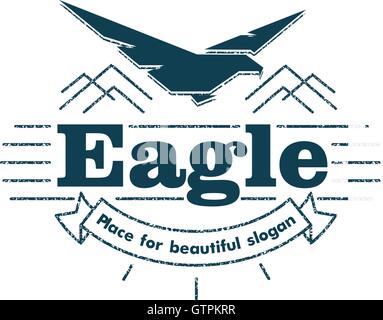 Isolated flying eagle silhouette vector logo. Bird with spead wings. American symbol. Wild nature element. Stock Vector