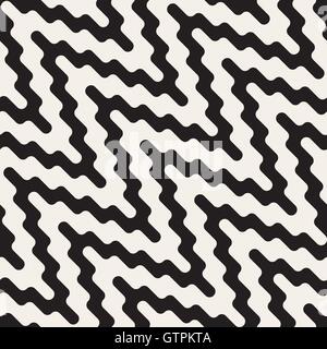 Vector Seamless ZigZag Rounded Diagonal Lines Geometric Pattern Stock Vector