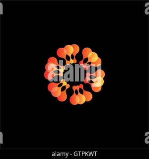 Isolated abstract orange flower vector logo. Sun illustration. Stock Vector