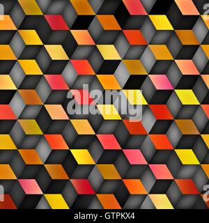 Vector Seamless Multicolor Gradient Cube Shape Rhombus Grid Geometric Pattern Stock Vector