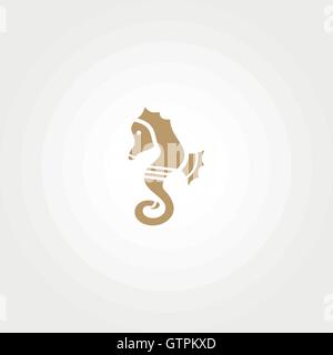 Fun, beauty, children, isolated sea horse, hippocampus. Abstract vector shape. Flat, elegant, classic, royal, luxury, silhouette Stock Vector