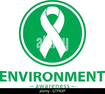 World environment day logos set. Green logo collection. Ecological ribbon. Stock Vector