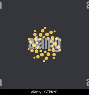 Vector isolated sun logo design template. Abstract dots symbol. Round unusual shape. Stock Vector