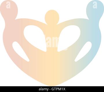Isolated abstract crown vector logo. Pink, yellow, blue color accessories element logotype. Royal family attribute in a shape of Stock Vector