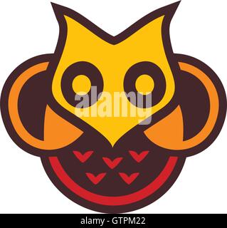 Isolated yellow and orange color owl vector logo. Designed bird logotype. Stock Vector