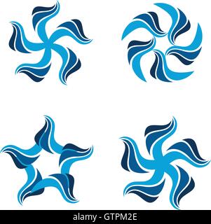 Isolated abstract flowers vector logo set. Floral elements. Water logotypes. Stock Vector