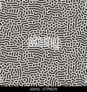 Vector Seamless Black and White Organic Lines Pattern Stock Vector