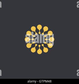 Vector isolated sun logo design template. Abstract dots symbol. Round unusual shape. Stock Vector