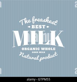 Isolated milk vector logo. White writing. Dairy emblem. Old school sticker. Stock Vector