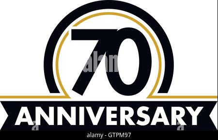 Anniversary vector unusual label. Seventieth anniversary symbol. 70 years birthday abstract logo. The arc in a circle. 70th jubi Stock Vector