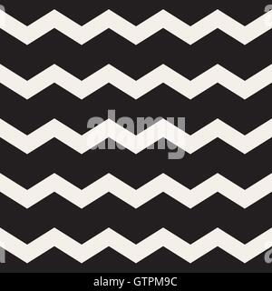 Vector Seamless Black and White ZigZag Horizontal Lines Geometric Pattern Stock Vector