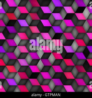 Vector Seamless Multicolor Gradient Cube Shape Rhombus Grid Geometric Pattern Stock Vector