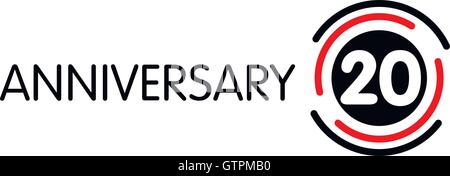 Anniversary vector unusual label. Twentieth anniversary symbol. 20 years birthday abstract logo. The arc in a circle. 20th jubil Stock Vector