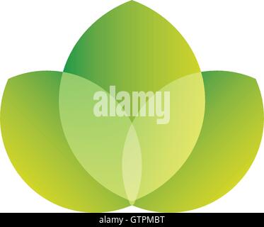 Isolated abstract green color leaves vector logo. Water lily element logotype. Natural products vector illustration. Organic cos Stock Vector