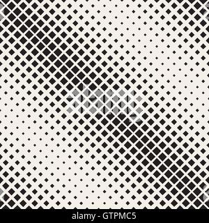 Vector Seamless Black And White Diagonal Halftone Square Pattern Stock Vector
