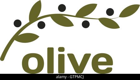 Isolated olive branch vector logo. Oil logotype. Natural healthy products icon. Stock Vector