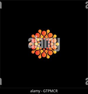 Isolated abstract orange color flower vector logo. Sun illustration . Stock Vector