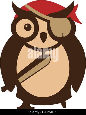 Cartoon logo, icon template. Owl design, pirate icon. Logo vector. Logo template. Animal design. Owl template. Logo abstract des Stock Vector