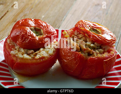 Etli Domates Dolması  tomato  stuffed with meat and rice. Middle East cuisine Stock Photo