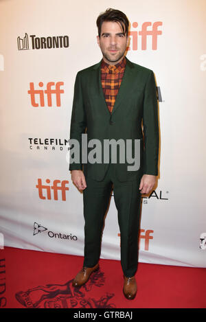 Toronto, Ontario, Canada. 9th Sep, 2016. Actor ZACHARY QUINTO attend the 'Snowden' premiere during the 2016 Toronto International Film Festival at Roy Thomson Hall on September 9, 2016 in Toronto, Canada © Igor Vidyashev/ZUMA Wire/Alamy Live News Stock Photo