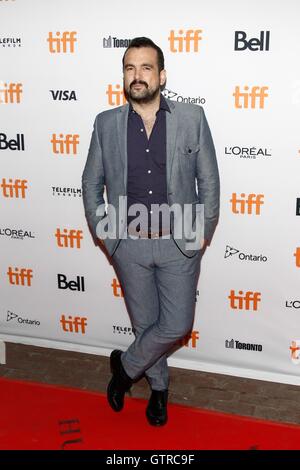 Toronto, ON. 9th Sep, 2016. Nacho Vigalondo at arrivals for COLOSSAL Premiere at Toronto International Film Festival 2016, Ryerson Theatre, Toronto, ON September 9, 2016. © James Atoa/Everett Collection/Alamy Live News Stock Photo