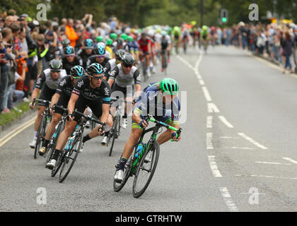 Bristol, UK. 10th Sep, 2016. Tour of Britain Cycling, Stage 7a, Bristol. A Team Movistar rider leads the main Peloton around lap Two of Stage Seven Credit:  Action Plus Sports/Alamy Live News Stock Photo