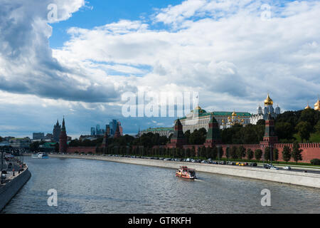 Moscow, Russia. Saturday, September 10, 2016. Annual two-day festival The City Day is under way in Moscow, Russia. People can take a tour down the Moscow-river on board the leisure boat or walk along renovated Kremlin or Sophia embankments. The weather is warm but not very sunny. Credit:  Alex's Pictures/Alamy Live News Stock Photo