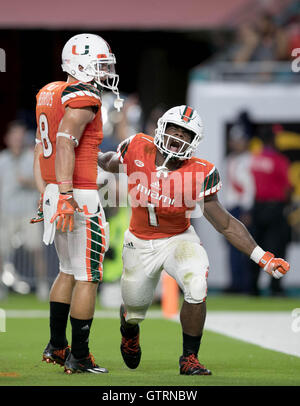 September 3, 2016: Mark Walton #1 of Miami in action during the NCAA ...