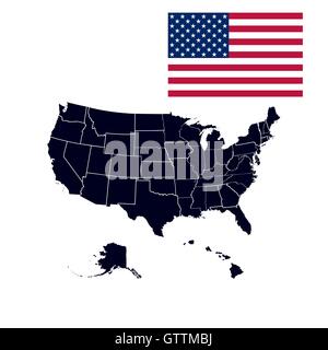 US states in the map of America Stock Vector