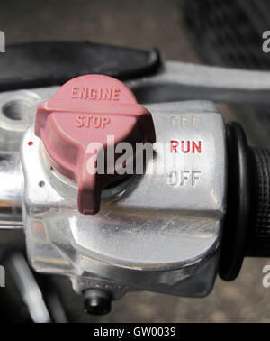 Close up of switch control on an old motorcycle Stock Photo