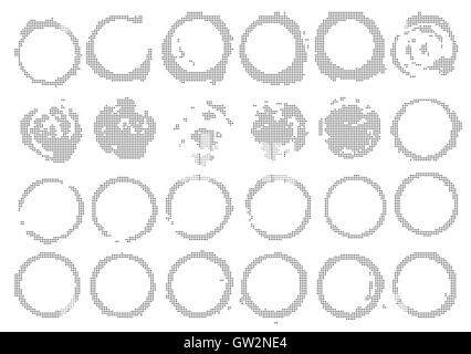 Set of Vintage Abstract Halftone Round Elements. Vector Illustration. Stock Vector