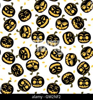 Seamless Pattern with Halloween Pumpkins. Vector Illustration. Stock Vector