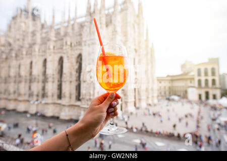 Spritz aperol drink in Milan Stock Photo