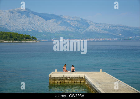 View of the Croatian mainland from Lumbarda on the island of Korcula. Stock Photo