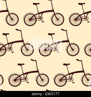 Seamless bicycles pattern on yellow background Stock Vector