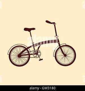 Brown bicycle illustration on yellow background Stock Vector