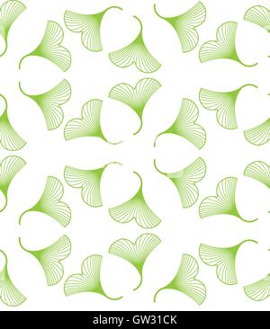 Ginkgo biloba leaves seamless pattern on white background Stock Vector