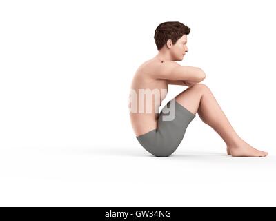 Person doing sit ups, illustration. Stock Photo