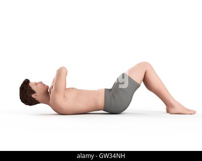 Person doing sit ups, illustration. Stock Photo