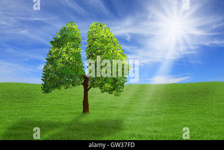 Tree in shape of lungs, eco concept. Stock Photo