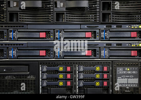 Network panel, switch in data center Stock Photo