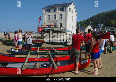 Start of Barmouth Psddle Fest, Wales Stock Photo