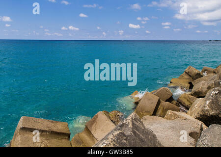 Calabrian coast, Italy, panorama with breakwater and sea Stock Photo