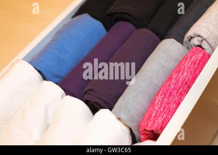 konmari folded bureau drawer method shirts alamy woman tee